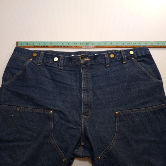 Vintage Union Made Carhartt Double Knee Jeans Sz 46 w/ Suspender Buttons - Picture 11 of 12